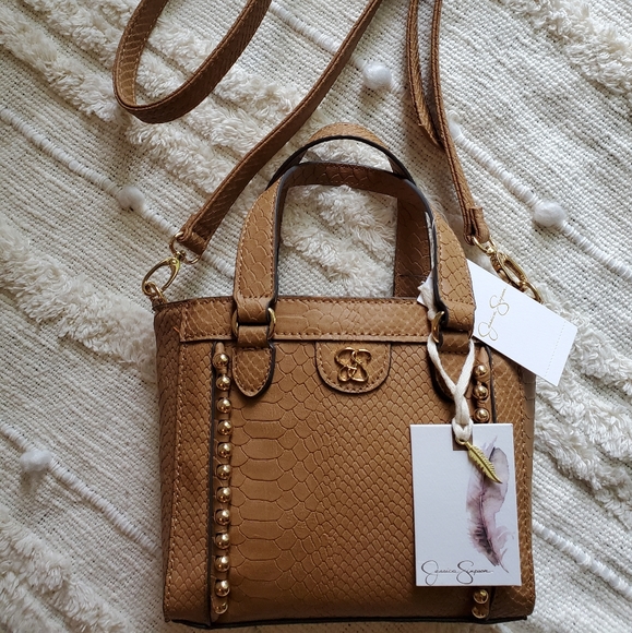 Jessica Simpson Tonal Python Pecan Gia Satchel Women Handbags Purse - Picture 5 of 16